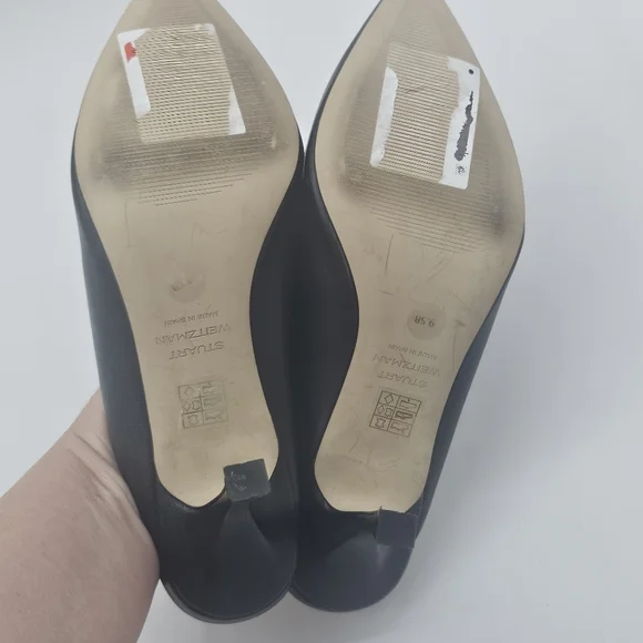 STUART WEITZMAN LEATHER LULA POINTED TOE PUMP IN BLACK 9.5 B MULE - Picture 10 of 12